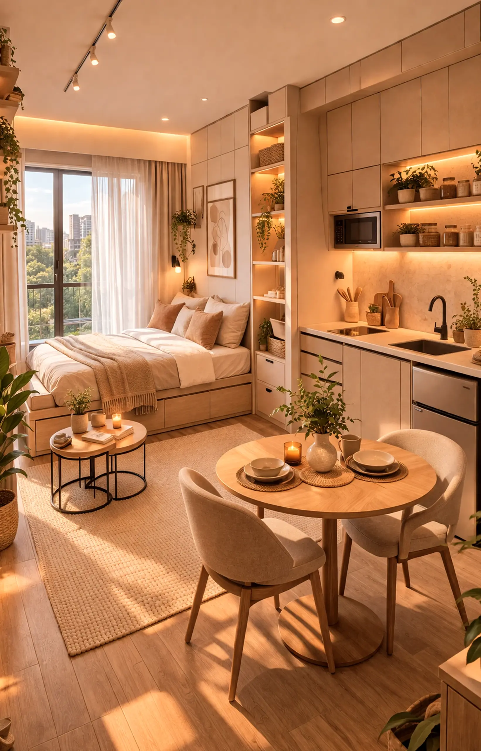 Natural kitchen nook brings a useful note of balance, making the corner feel pleasantly composed.