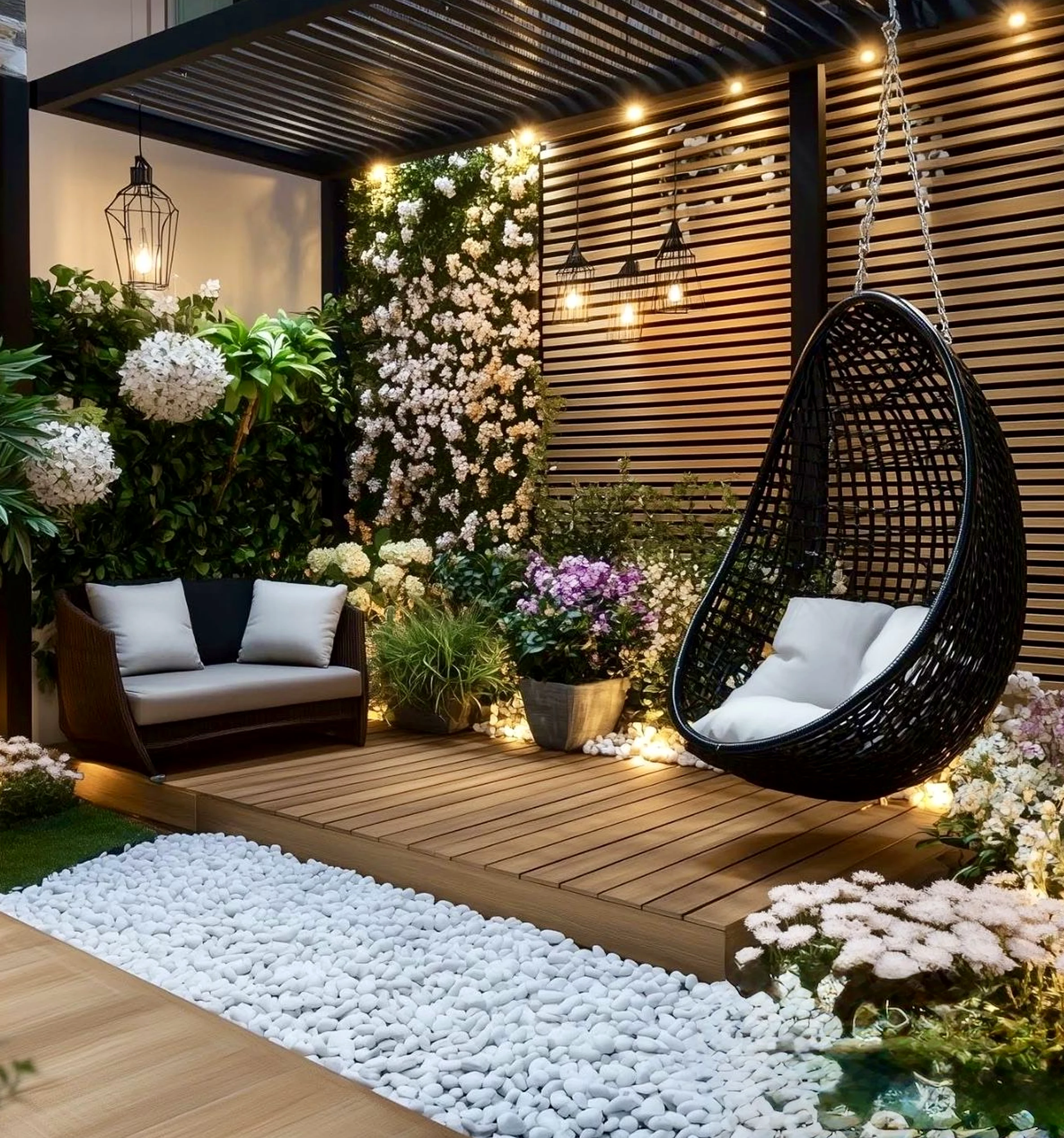 Tactile patio corner anchors the corner with texture, giving the view a mood that feels simple yet expressive.