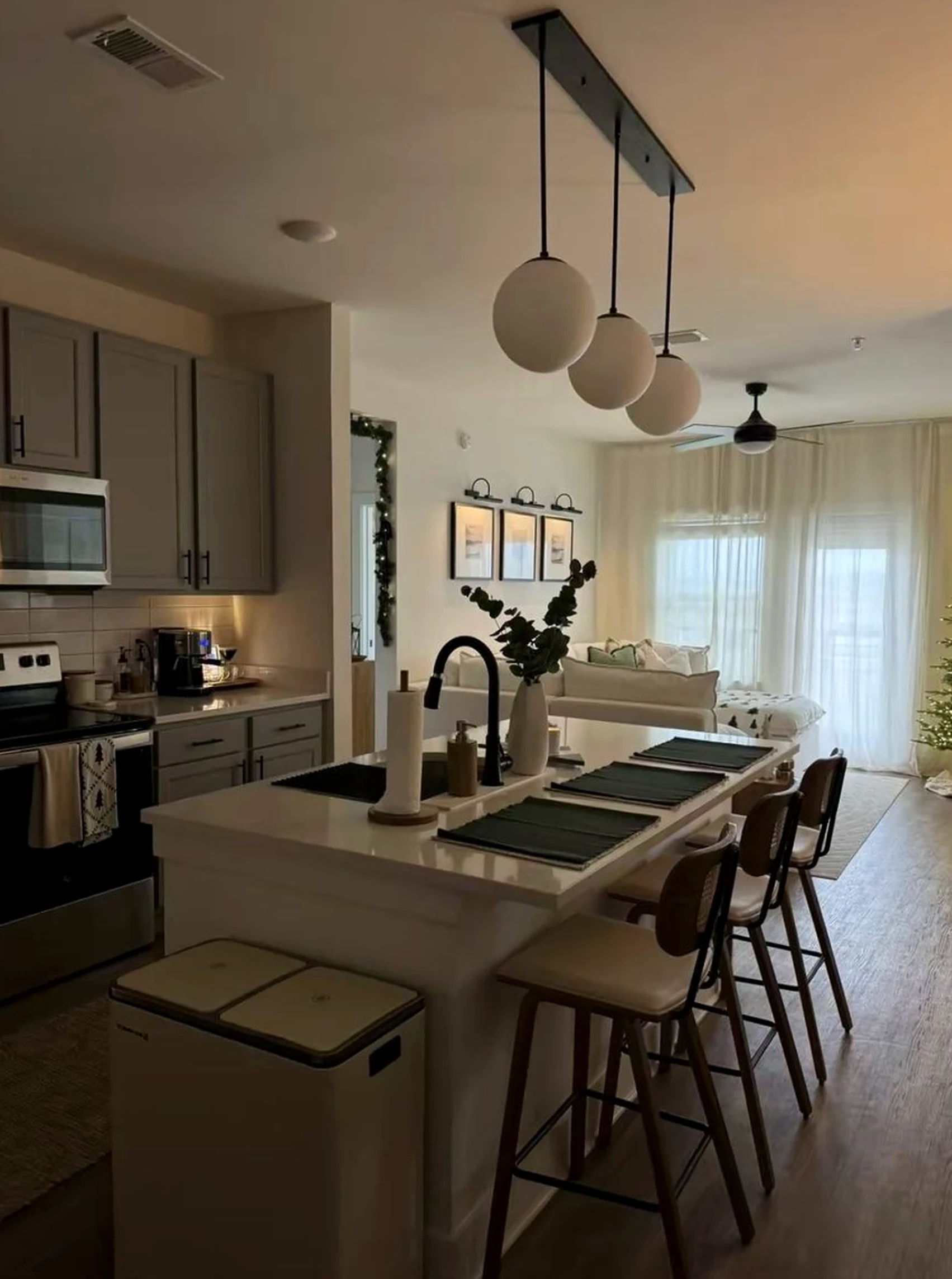 Bright sink area brings a useful note of charm, making the corner feel fresh and intentional.