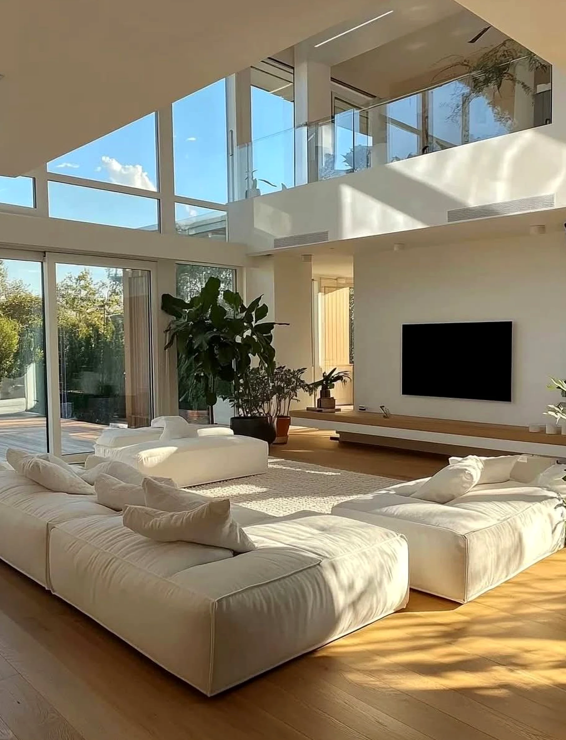 Sunny poolside setting draws attention to order while the corner stays visually grounded.