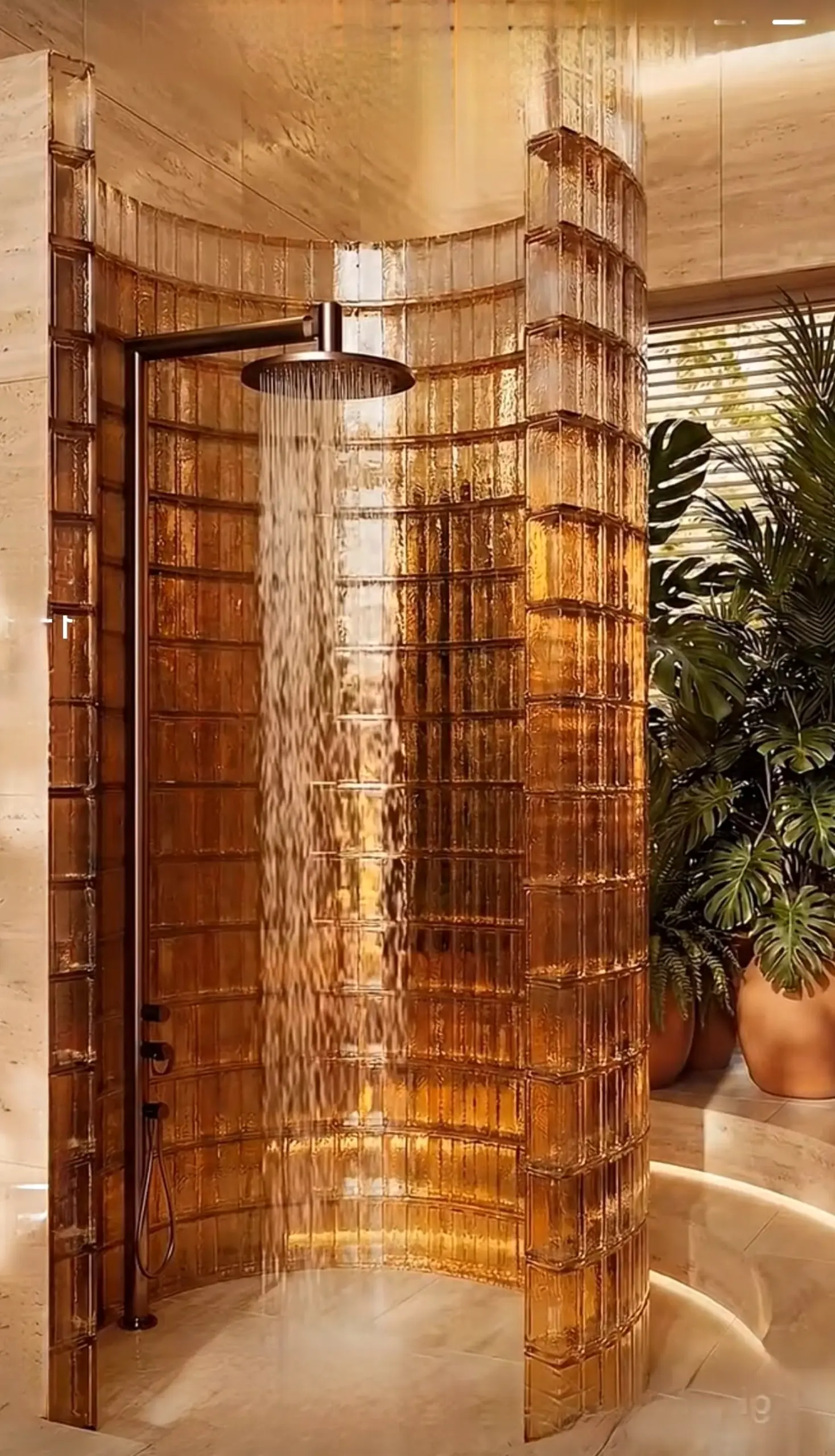 Elegant stair landing draws attention to freshness while the composition stays warm without clutter.