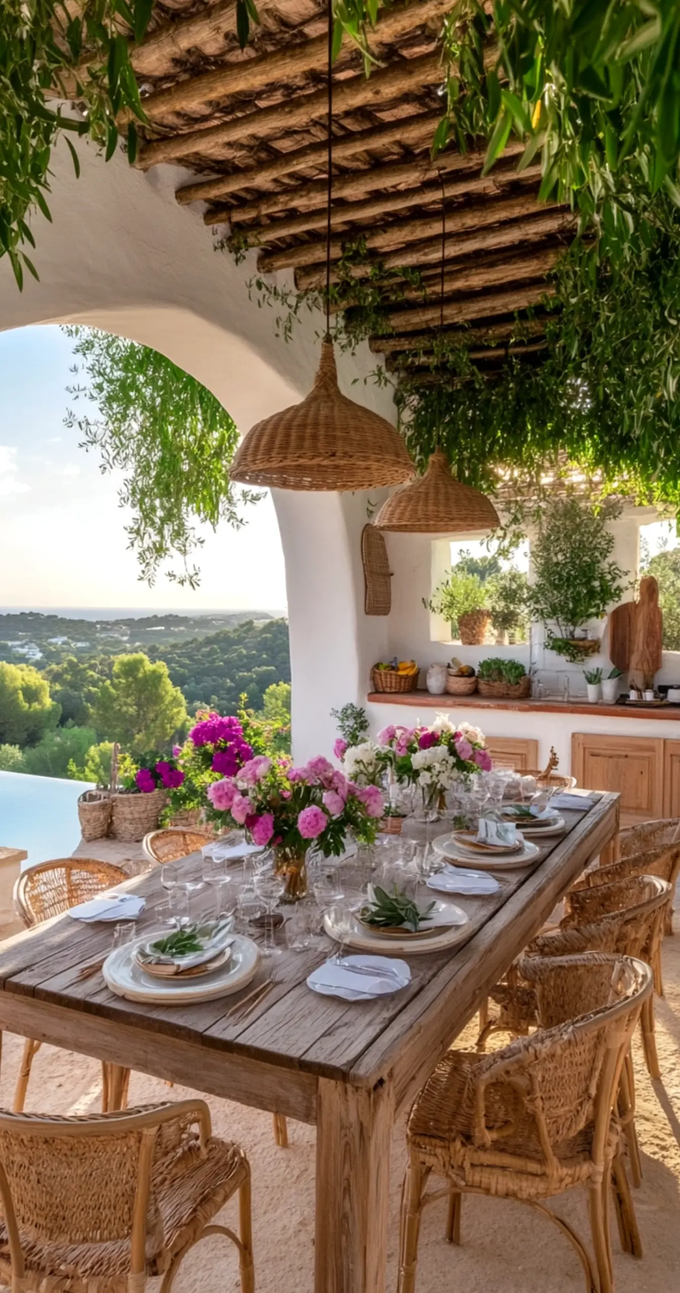 Quiet woven chair draws attention to shape while the table stays visually grounded.