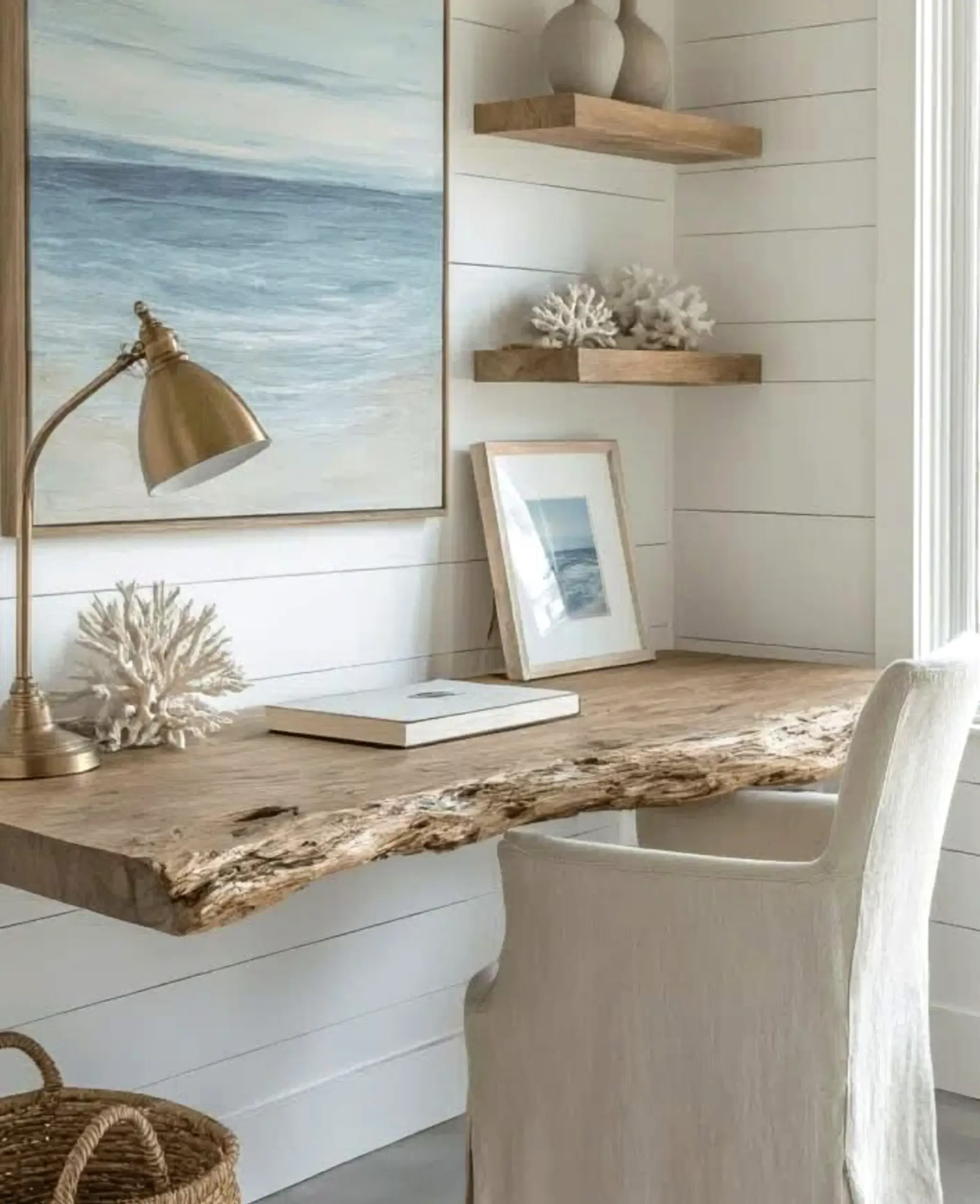 Sunny lamp detail draws attention to order while the corner stays easy to enjoy.