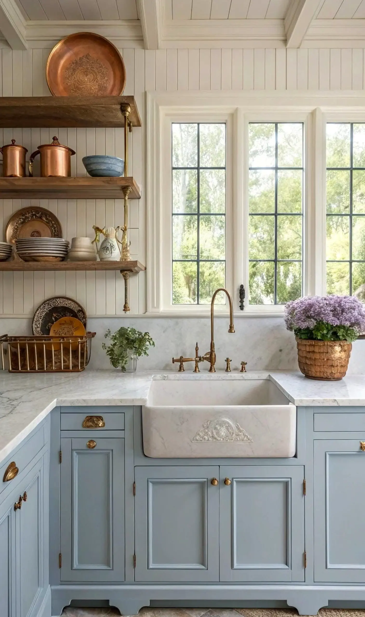 Leafy wall niche brings charm to the setting, creating a mood that feels pleasantly composed.