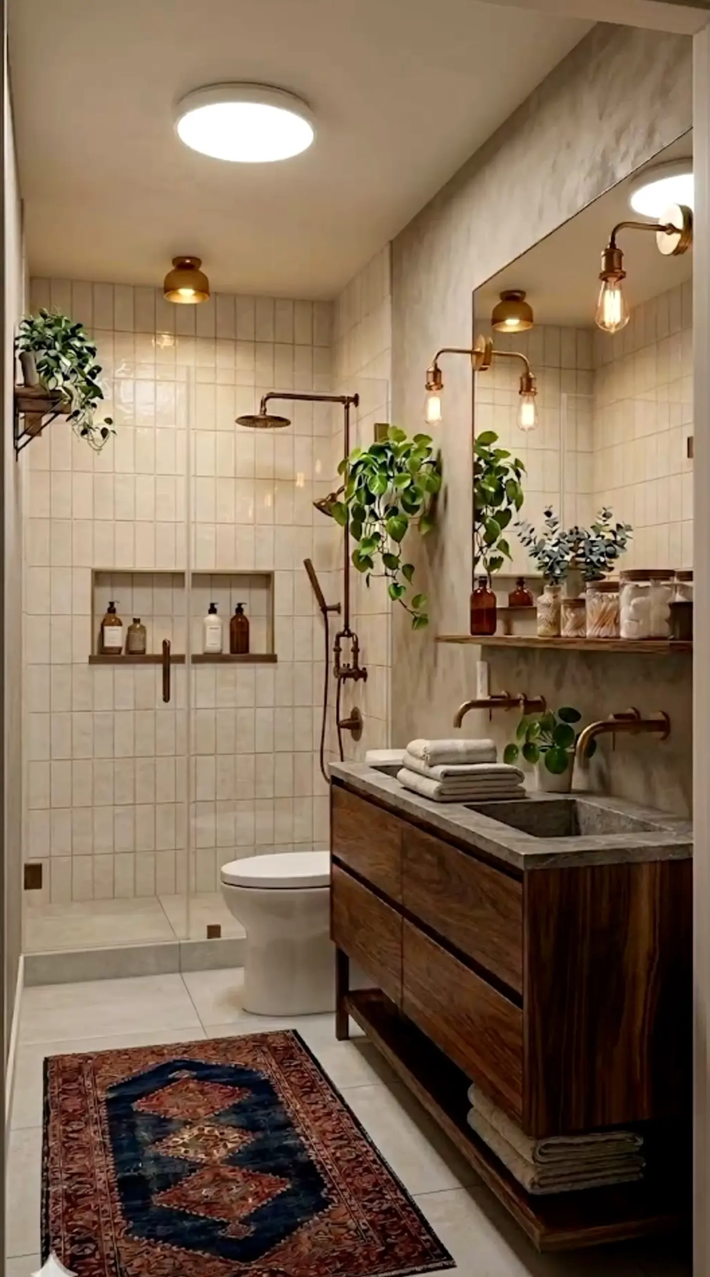 Open arched doorway brings a useful note of movement, making the view feel warm without clutter.