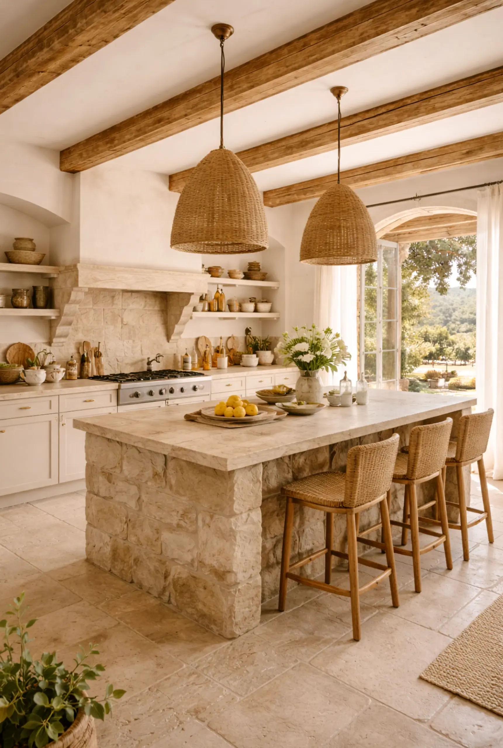 Leafy terrace table brings a useful note of depth, making the design feel ready for quiet use.