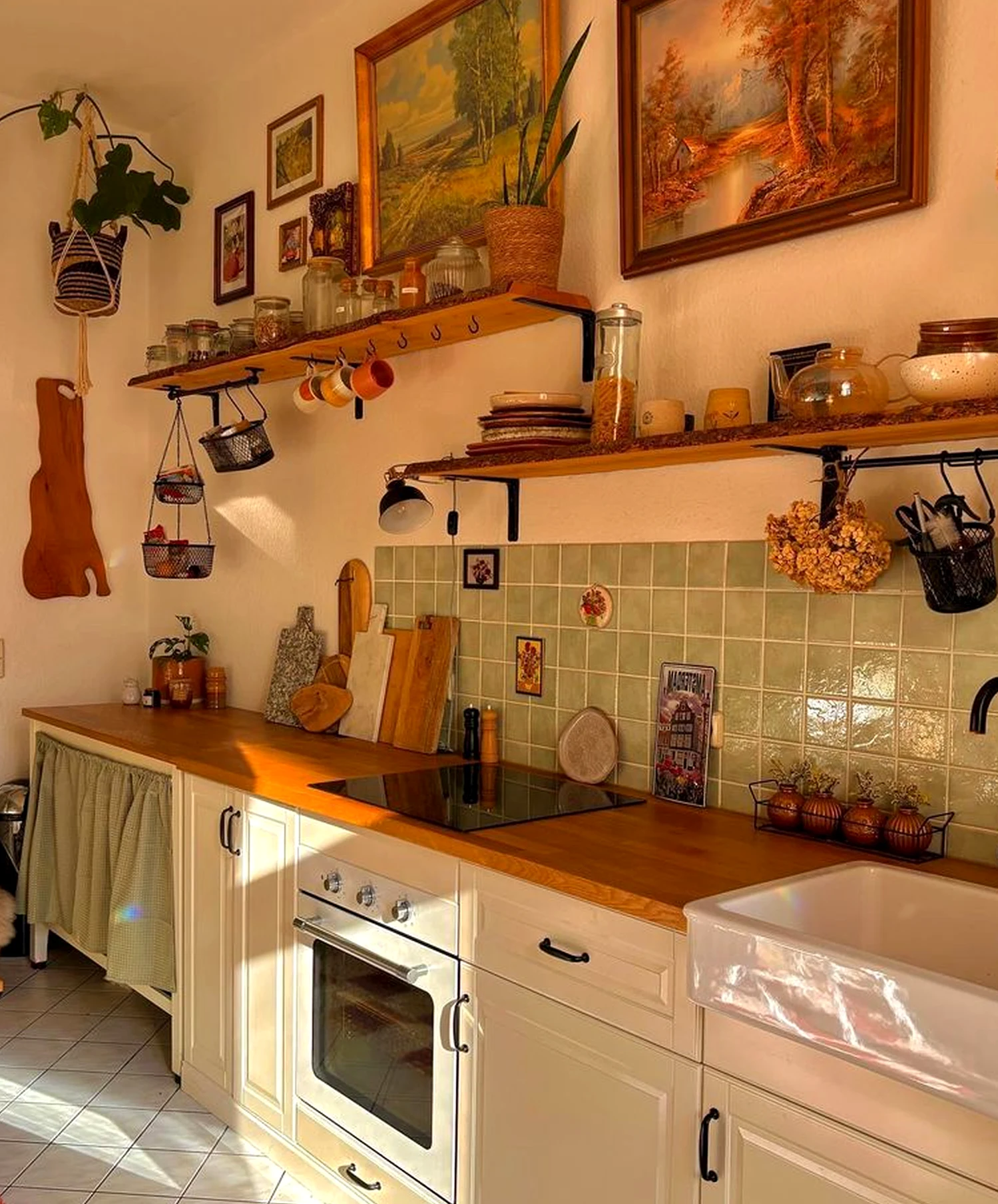 Graceful tile detail adds warmth across the room, giving the decor a finish that feels ready for quiet use.