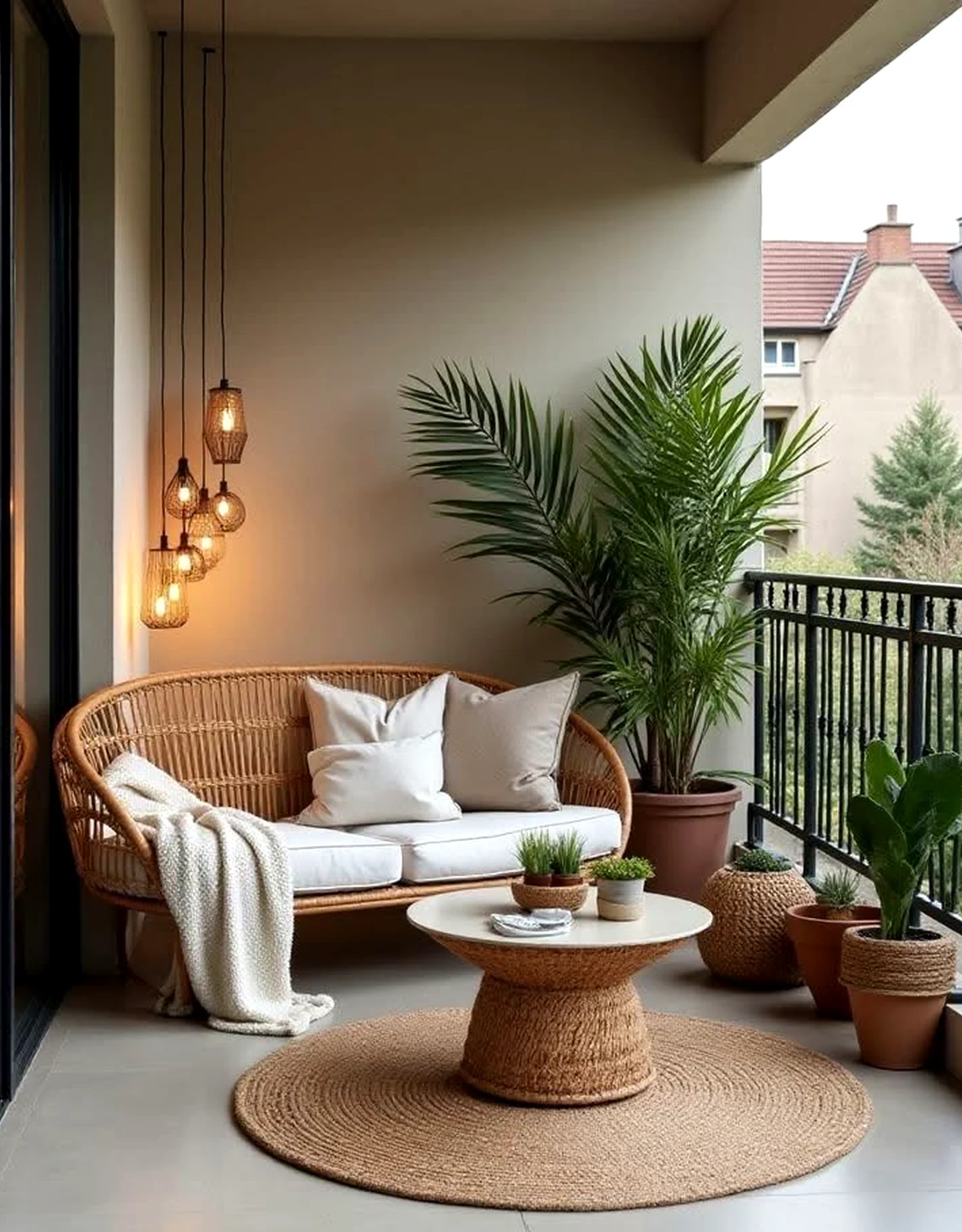 Elegant floral bed adds a clear layer of charm, helping the sitting area feel bright but not busy.