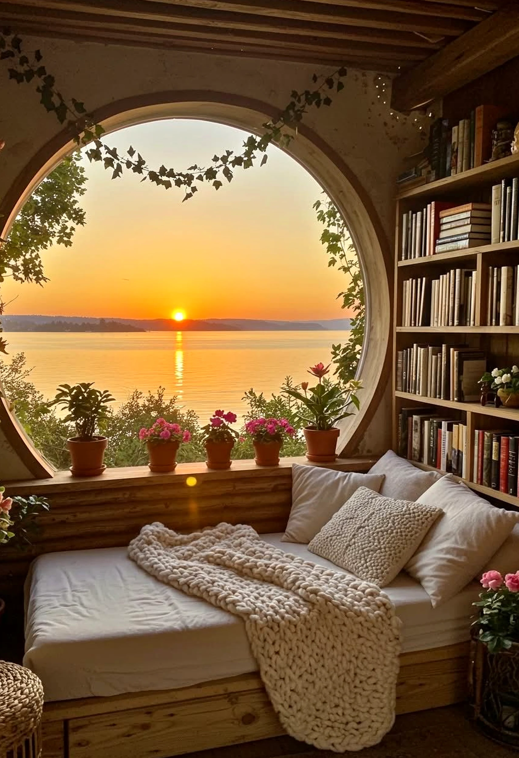 Sunny linen bedding introduces order into the garden edge, keeping the atmosphere fresh and intentional.