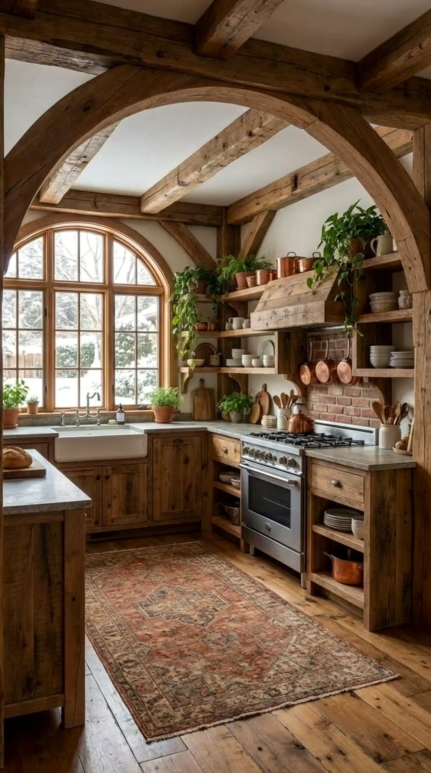 Natural sink area supports the entry through softness, leaving the space feeling personal and relaxed.