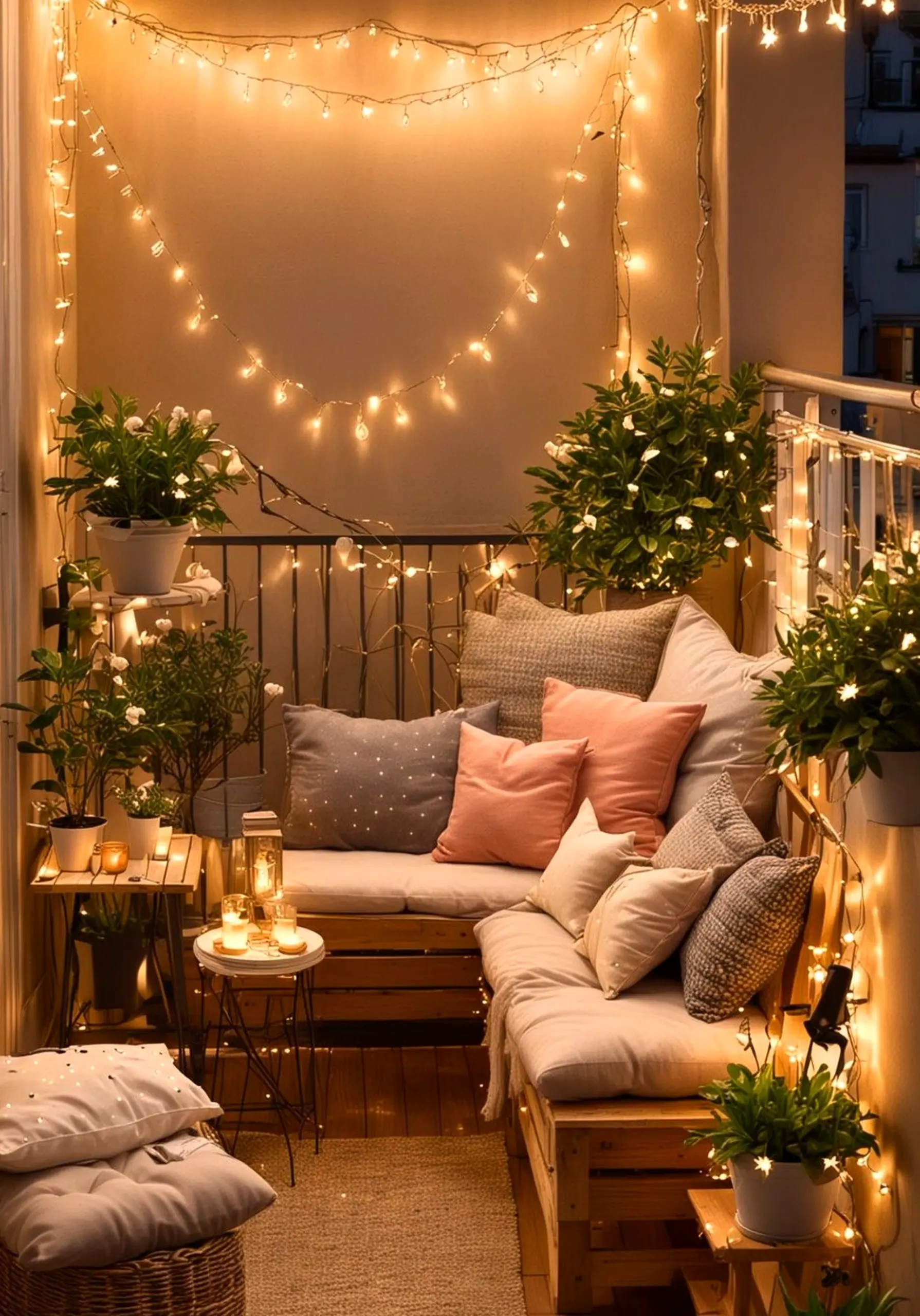 Elegant balcony scene adds a clear layer of freshness, helping the room feel simple yet expressive.