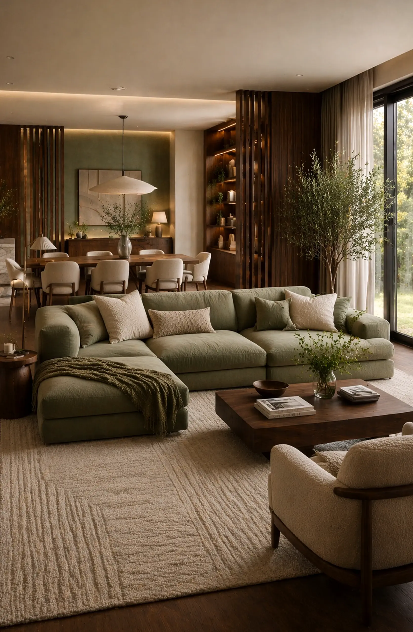 Simple floral bed anchors the backdrop with movement, giving the view a mood that feels comfortable in daily use.