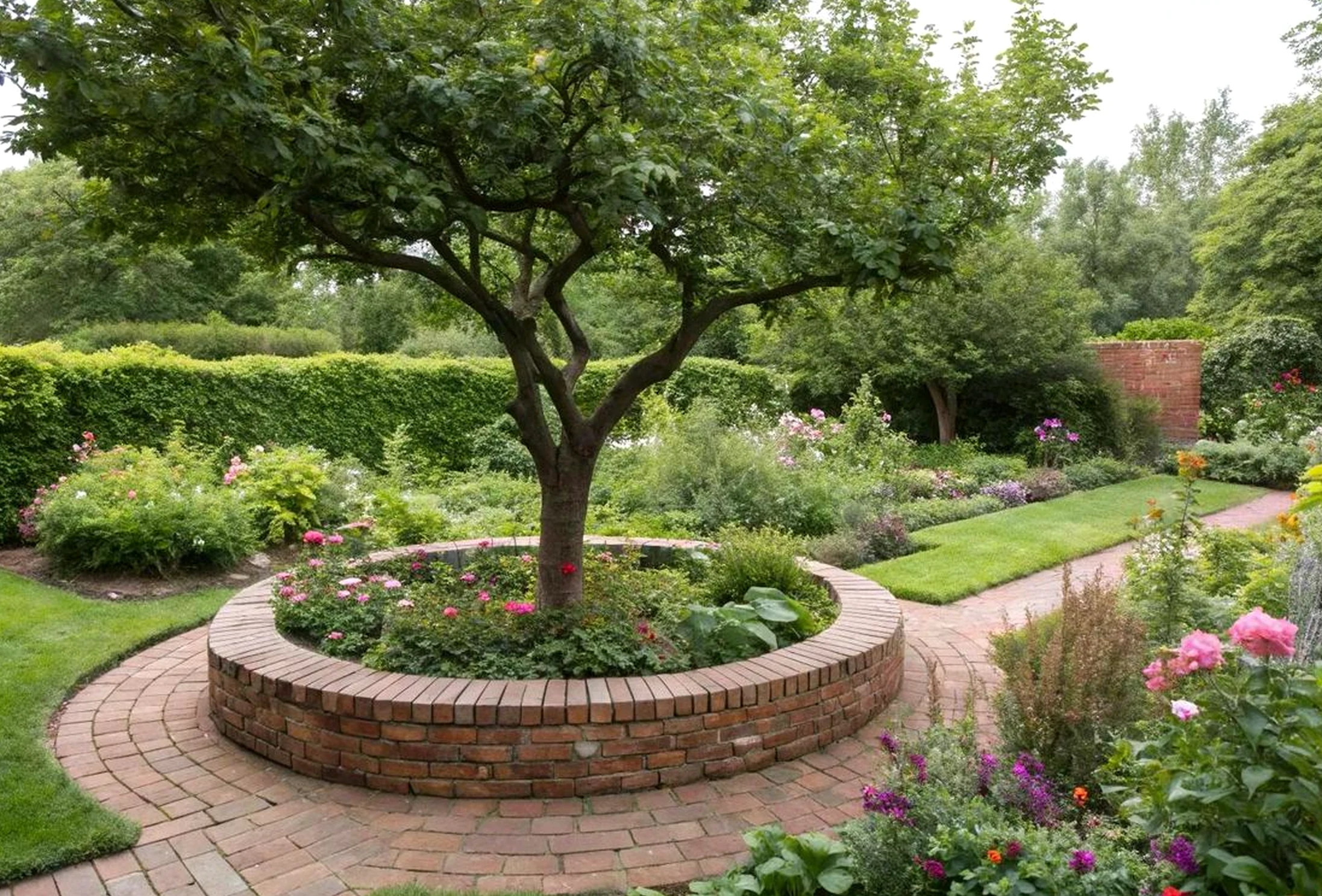 Refined stone path introduces light into the design, keeping the atmosphere soft at the edges.