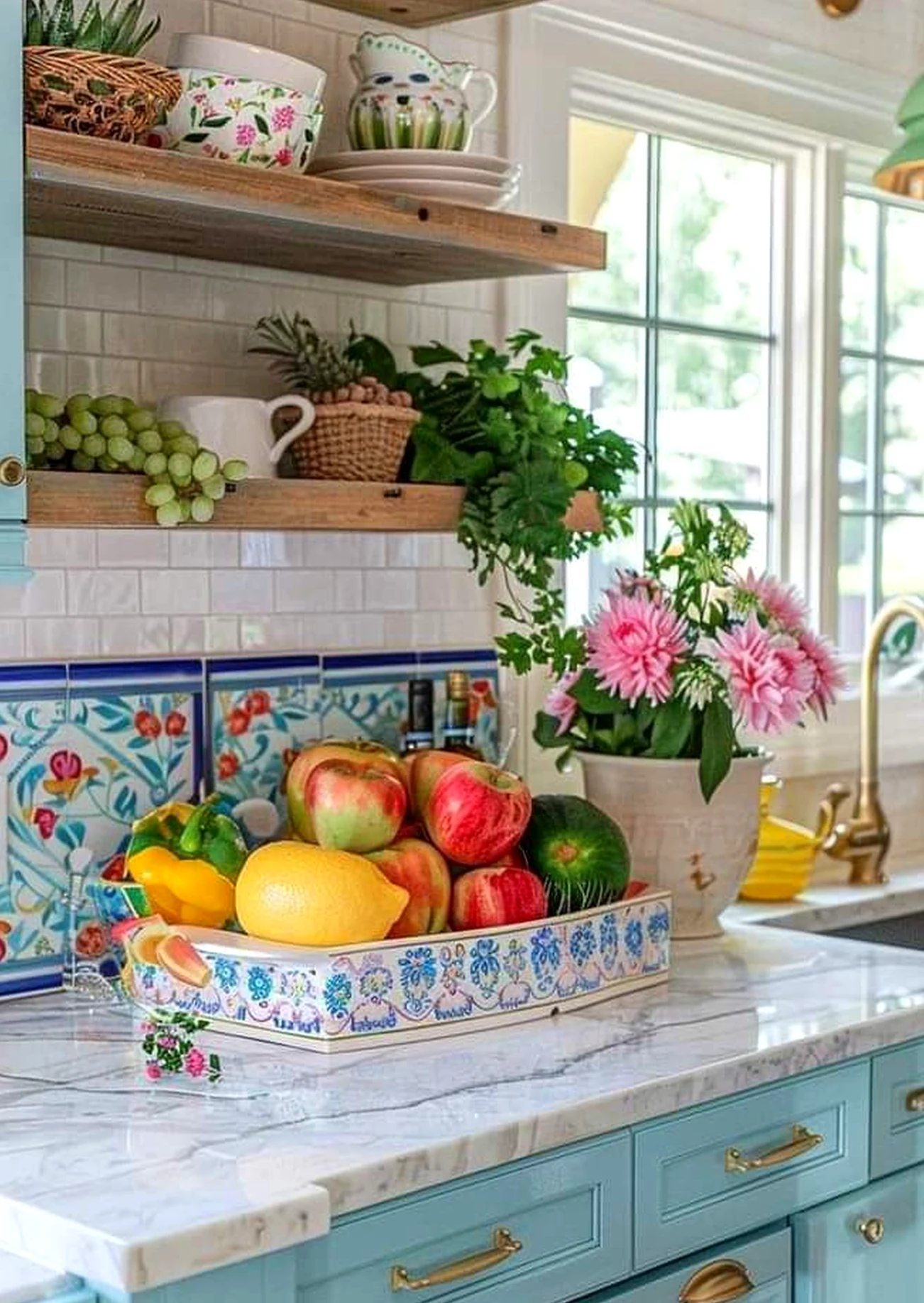 Bright colorful passage supports the composition through ease, leaving the space feeling open and lived-in.