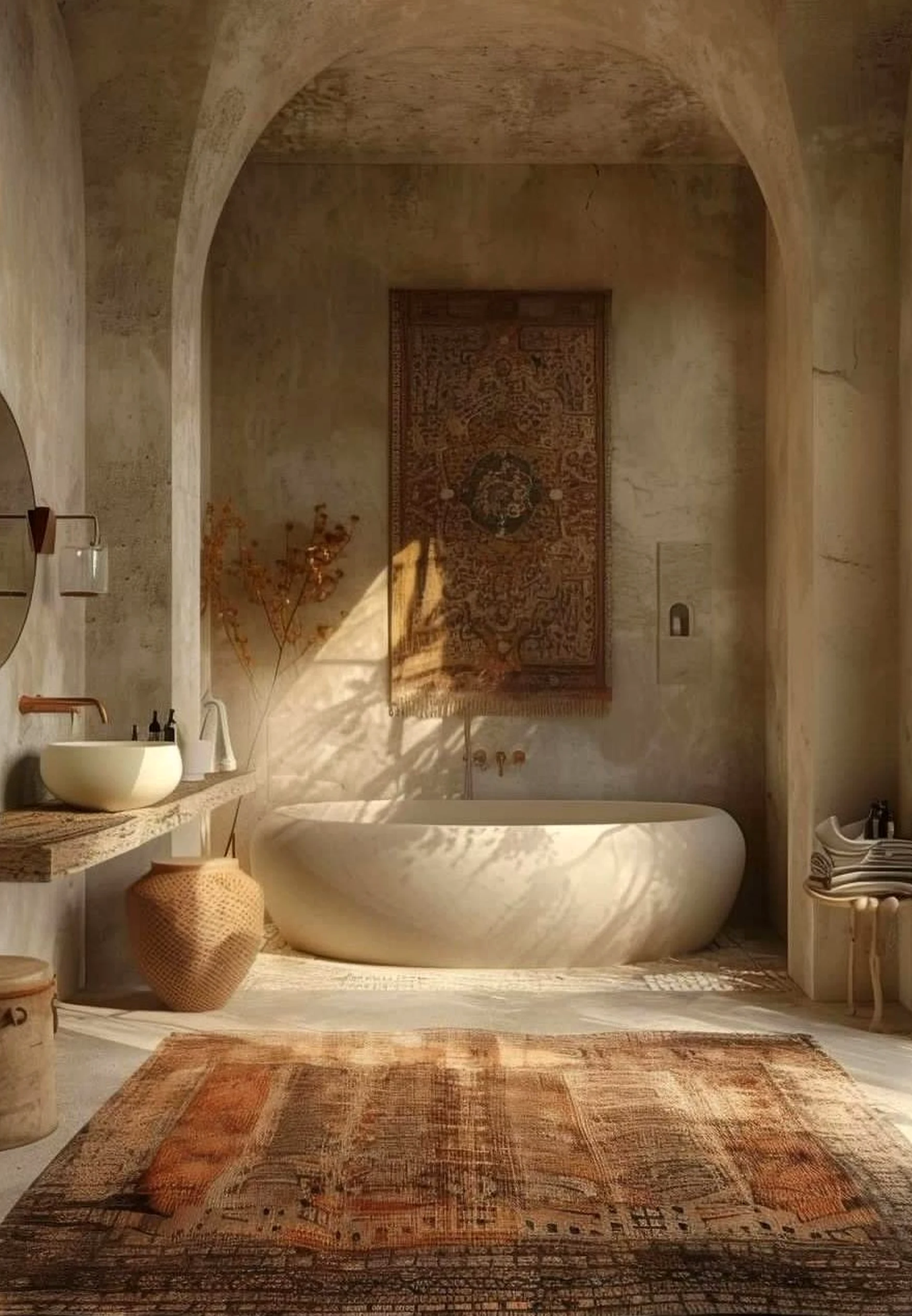 Balanced stone path gives the setting more light, so the whole view feels simple yet expressive.