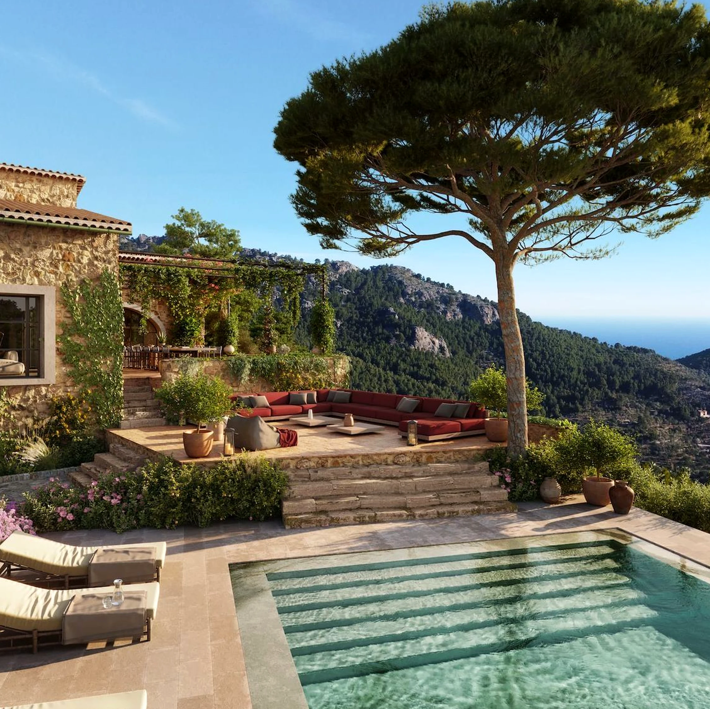 Elegant balcony scene draws attention to order while the backdrop stays ready for quiet use.