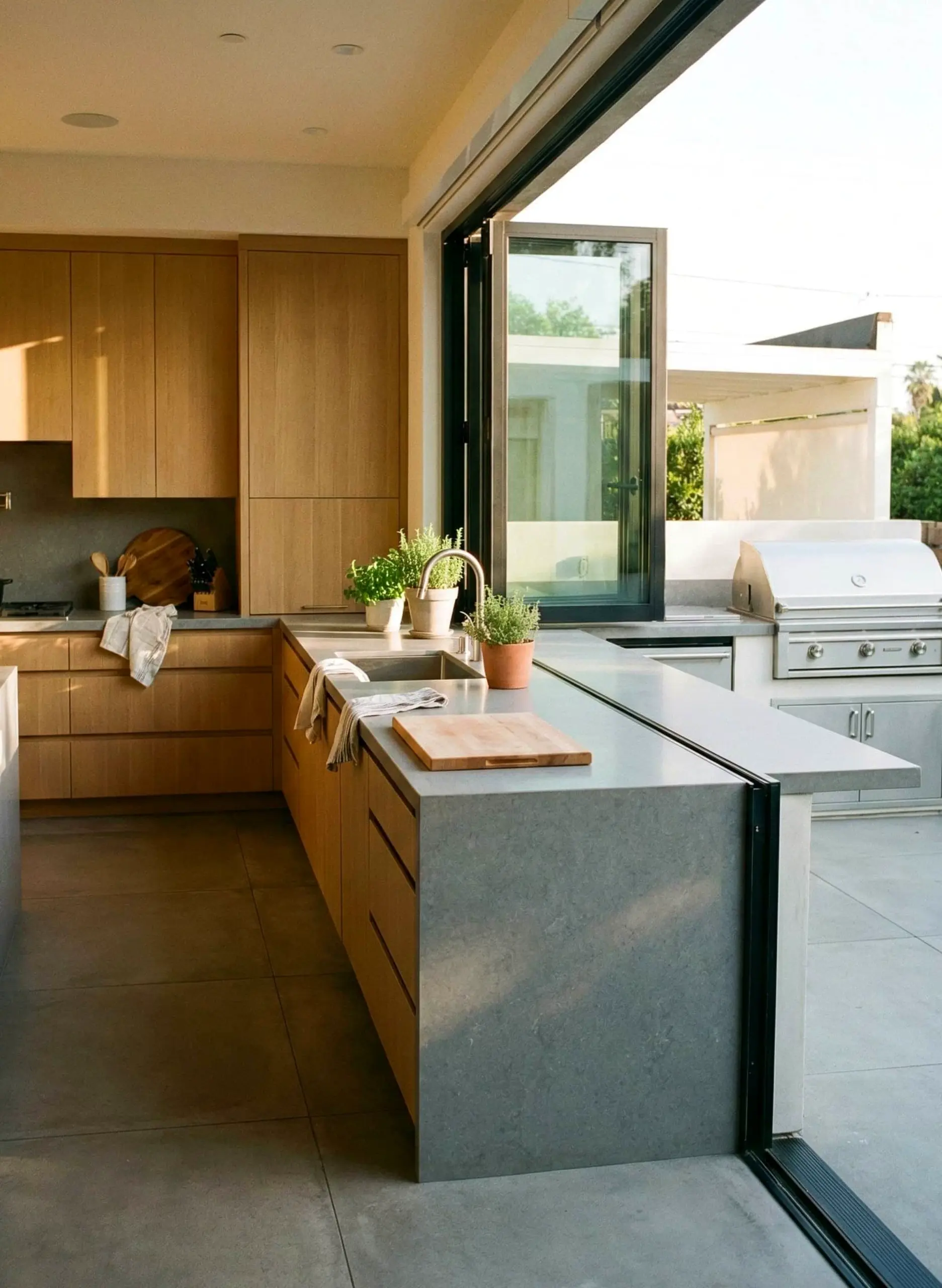 Simple breakfast table brings a useful note of light, making the table feel open and lived-in.