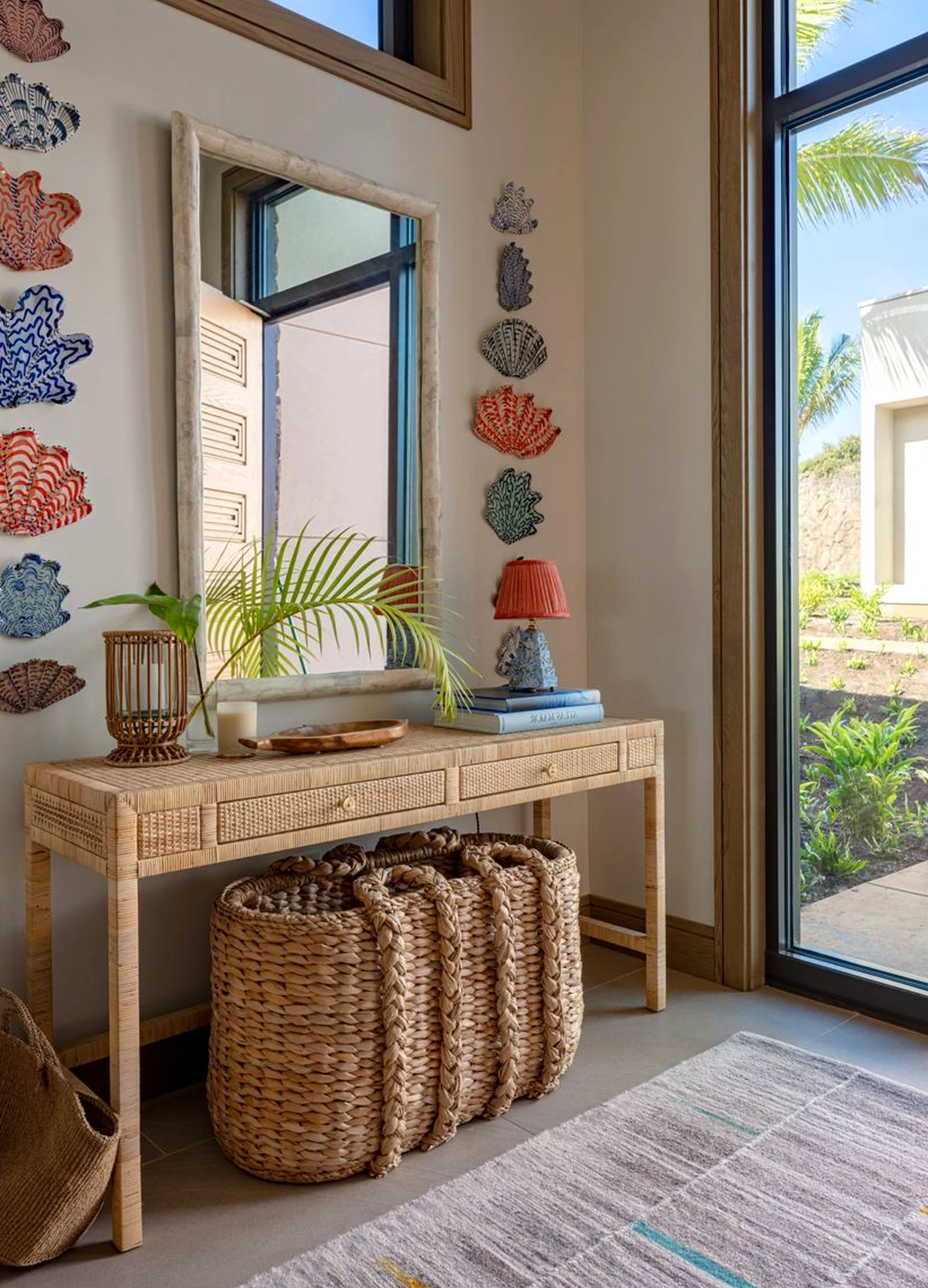 Open woven chair brings a useful note of contrast, making the view feel settled and welcoming.