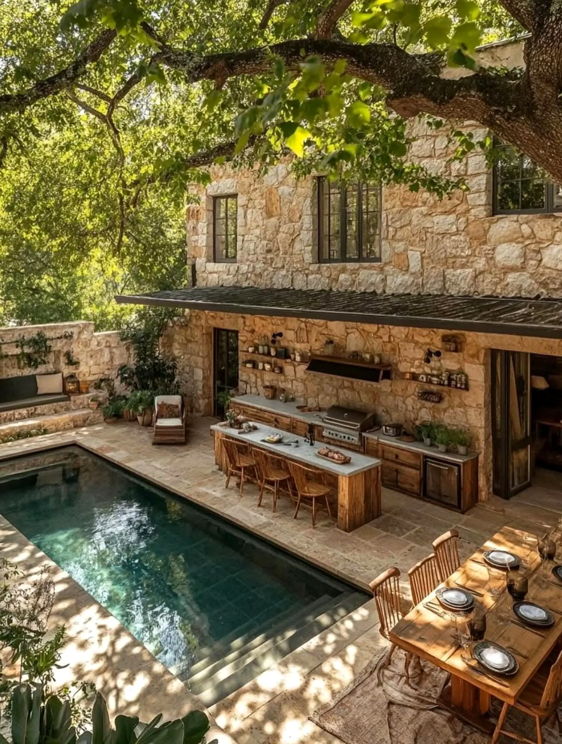 Open outdoor lounge brings a useful note of depth, making the outdoor space feel soft at the edges.