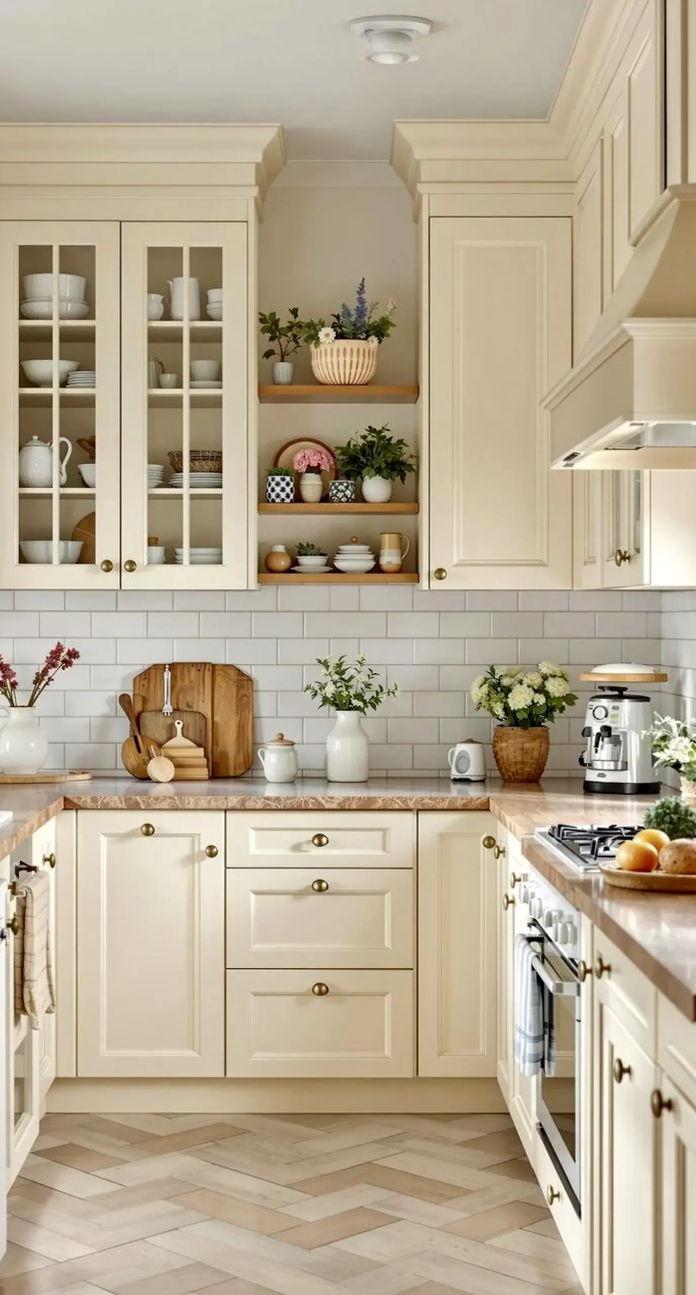 Subtle painted door anchors the room with personality, giving the view a mood that feels simple yet expressive.
