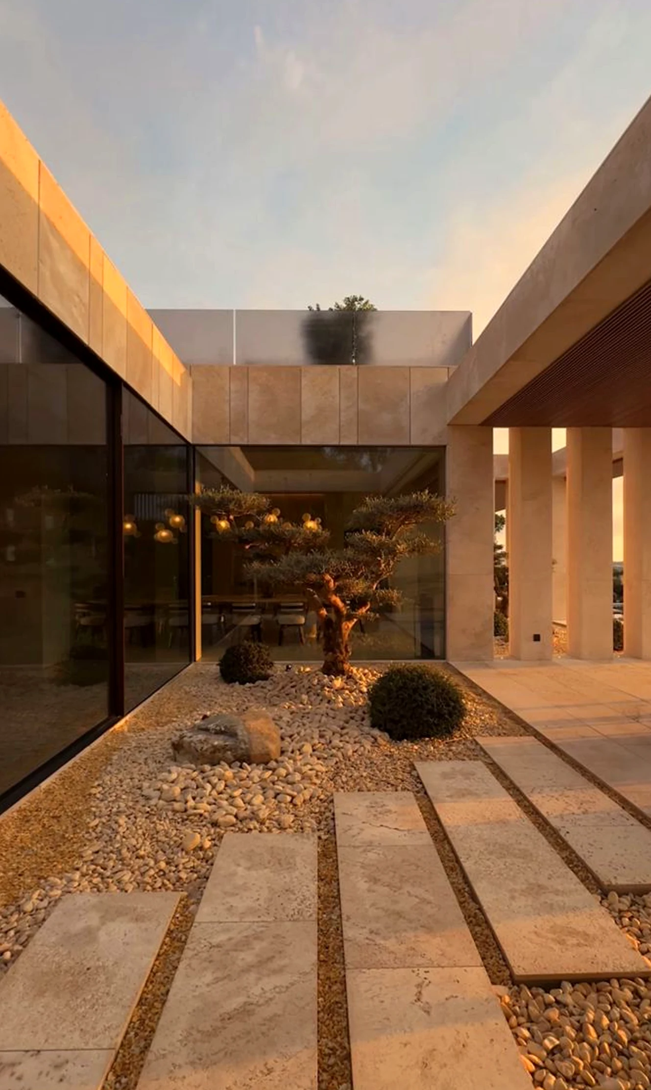 Compact colorful passage draws attention to rhythm while the entry stays settled and welcoming.