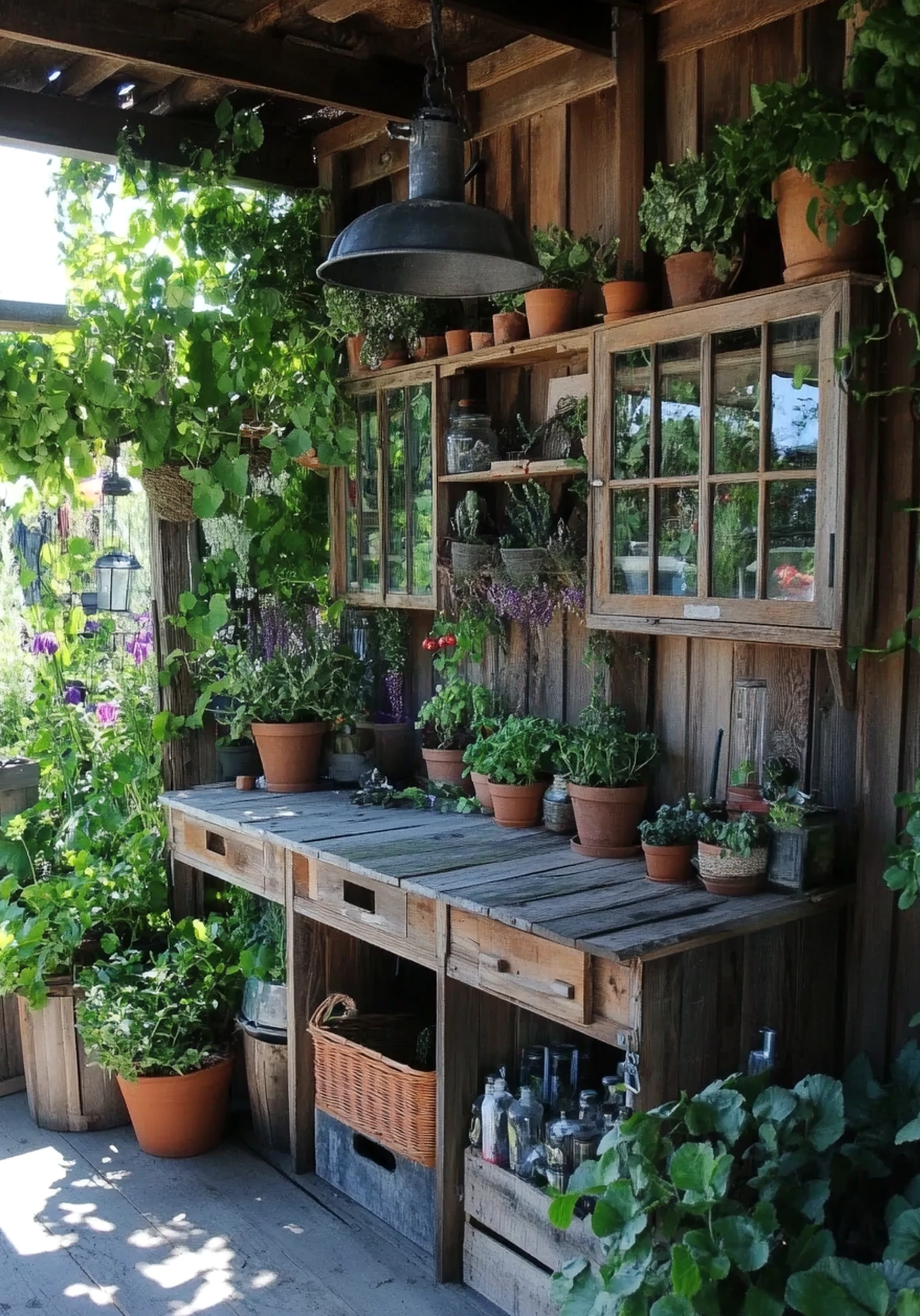Soft floor pattern adds order across the garden edge, giving the decor a finish that feels open and lived-in.