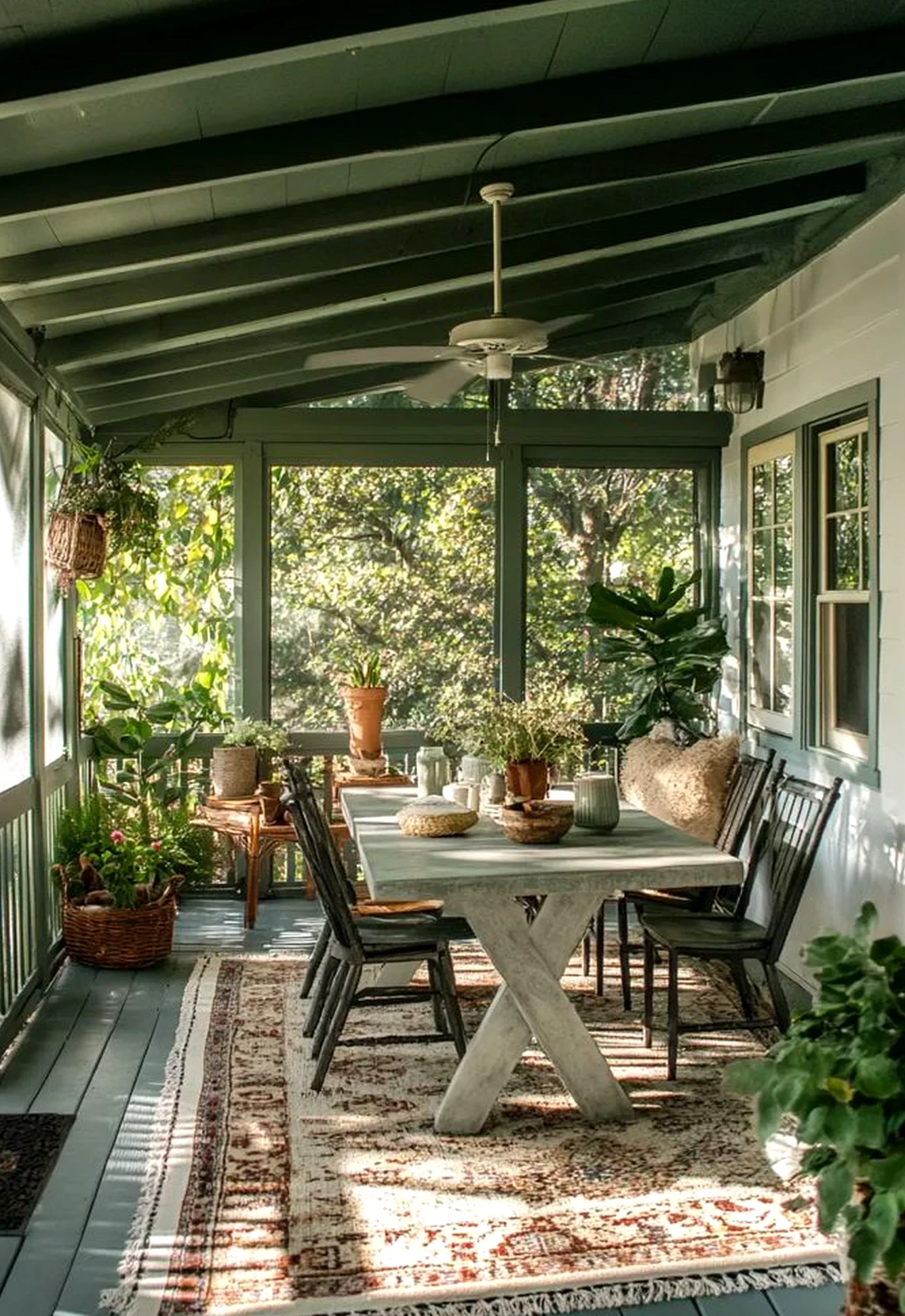 Fresh porch bench anchors the design with focus, giving the view a mood that feels comfortable in daily use.