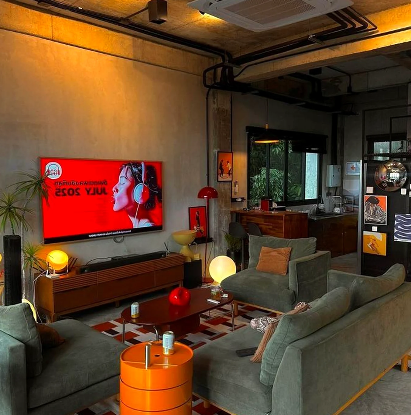 Soft decorative mirror brings focus to the backdrop, creating a mood that feels easy to enjoy.