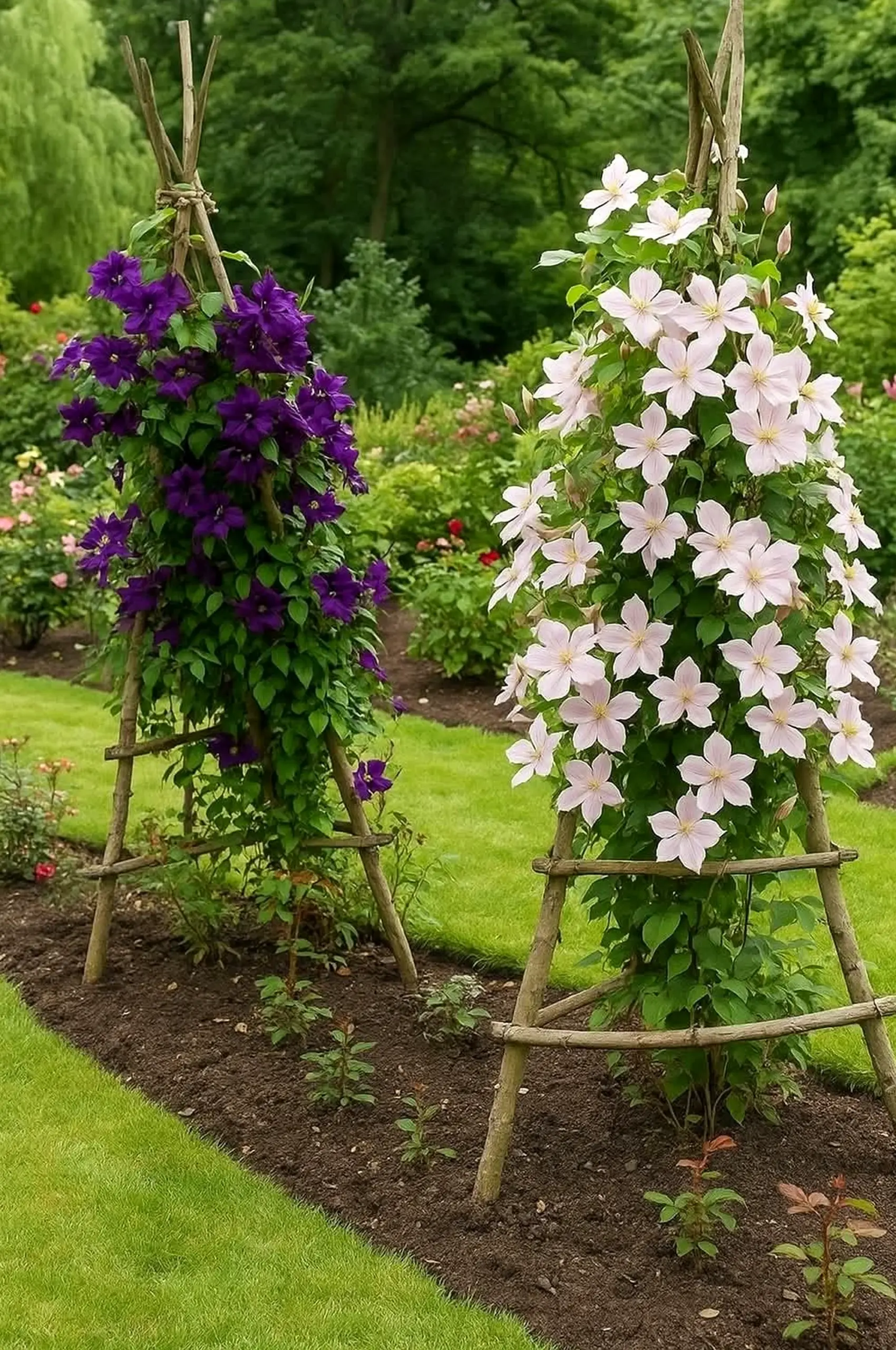 Layered flower arrangement gives the table more clarity, so the whole view feels personal and relaxed.