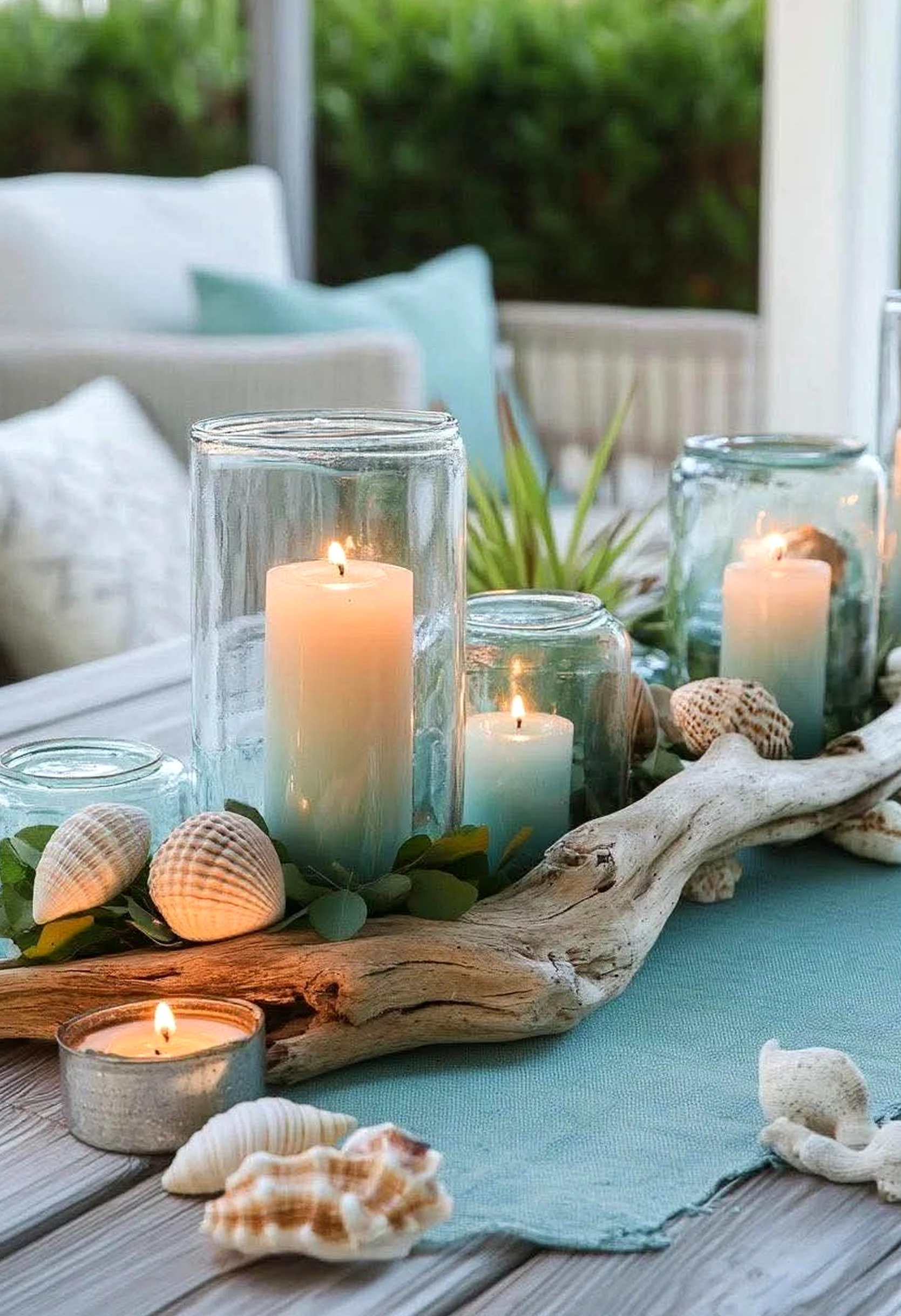 Crisp wall niche frames the outdoor space with personality, making the scene feel bright but not busy.