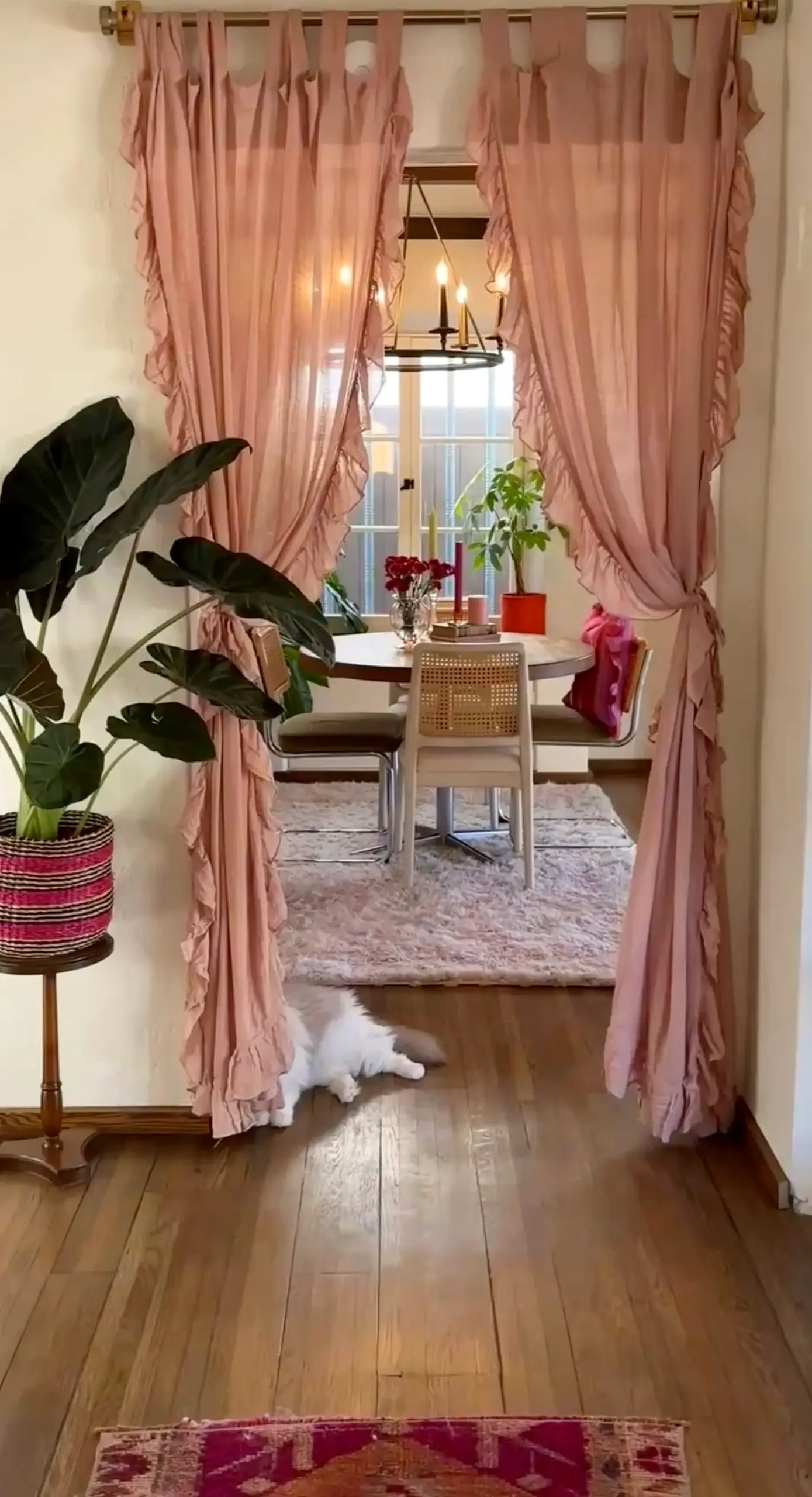 Sunny painted door draws attention to detail while the backdrop stays bright but not busy.